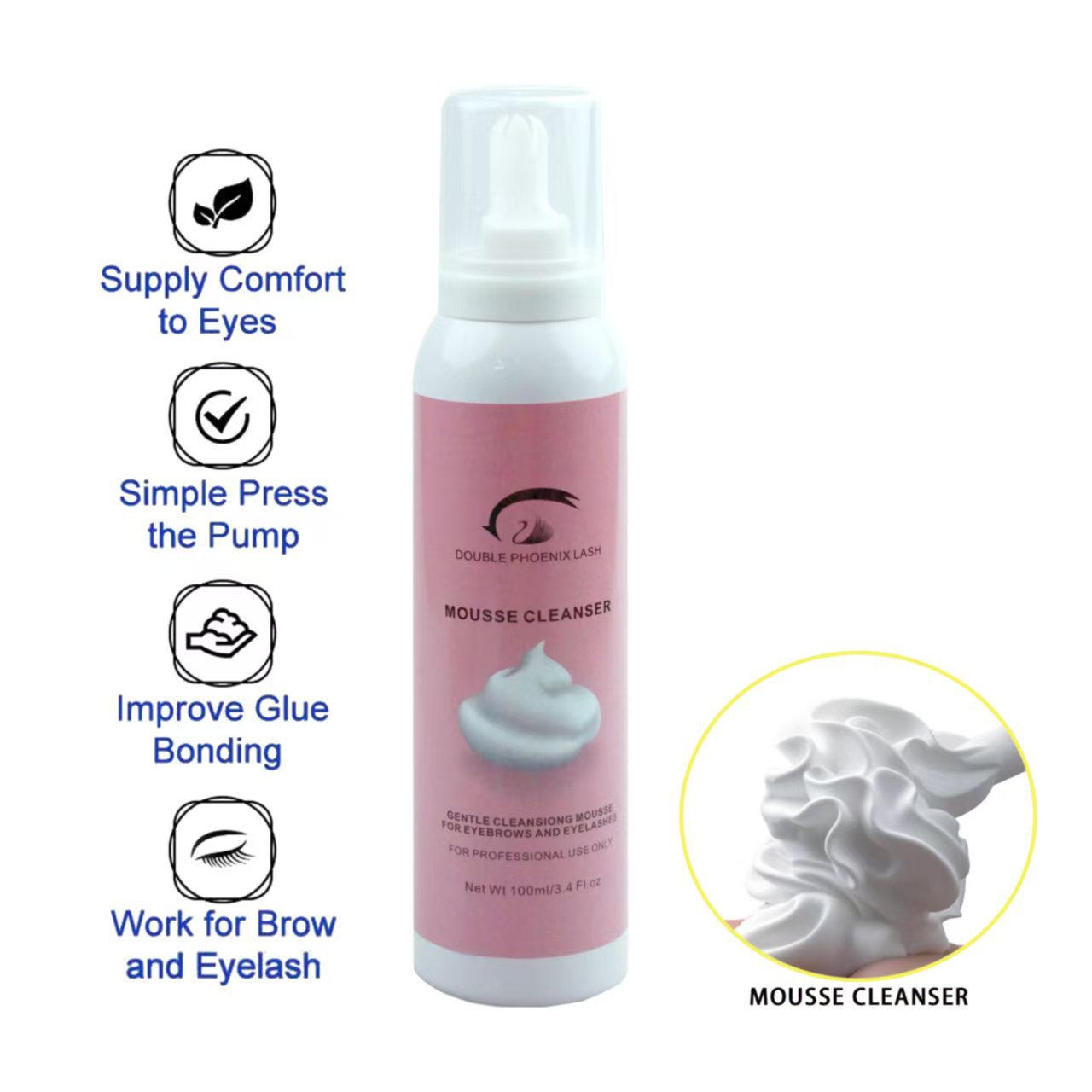BeautyDIY Eyelash Extension Mousse Cleanser - Gentle Lash Shampoo