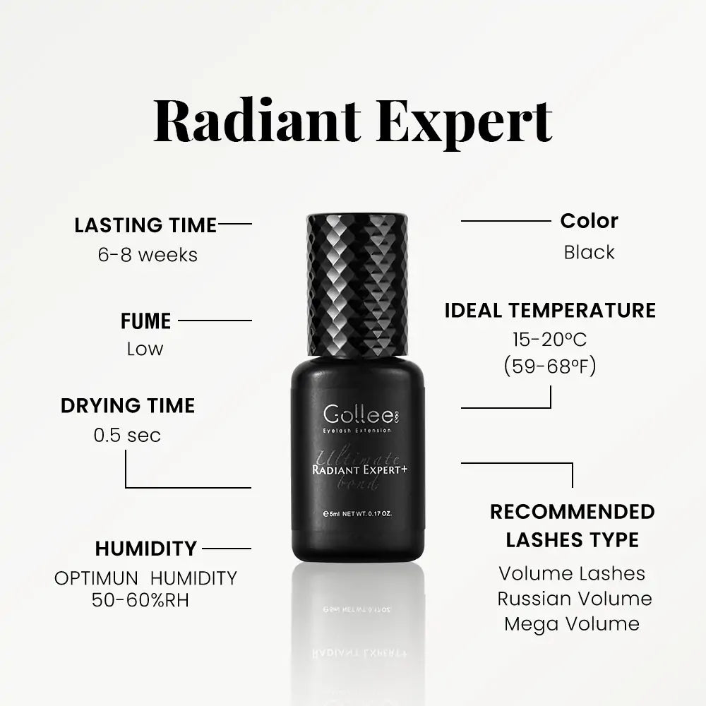 Radiant Expert+ S-01 Eyelash Extension Glue – 0.5s Fast Drying, 5ml