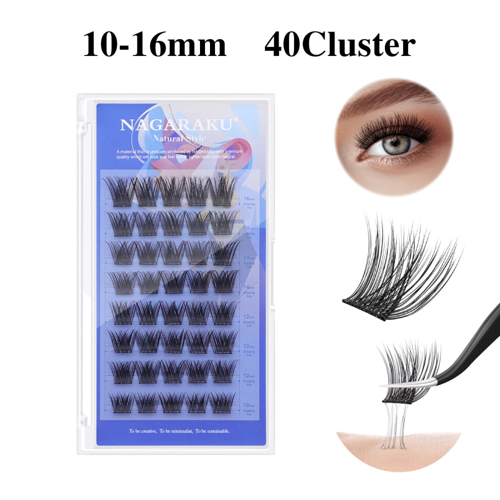 NAGARAKU Self-Adhesive DIY Cluster Lashes with Tweezers