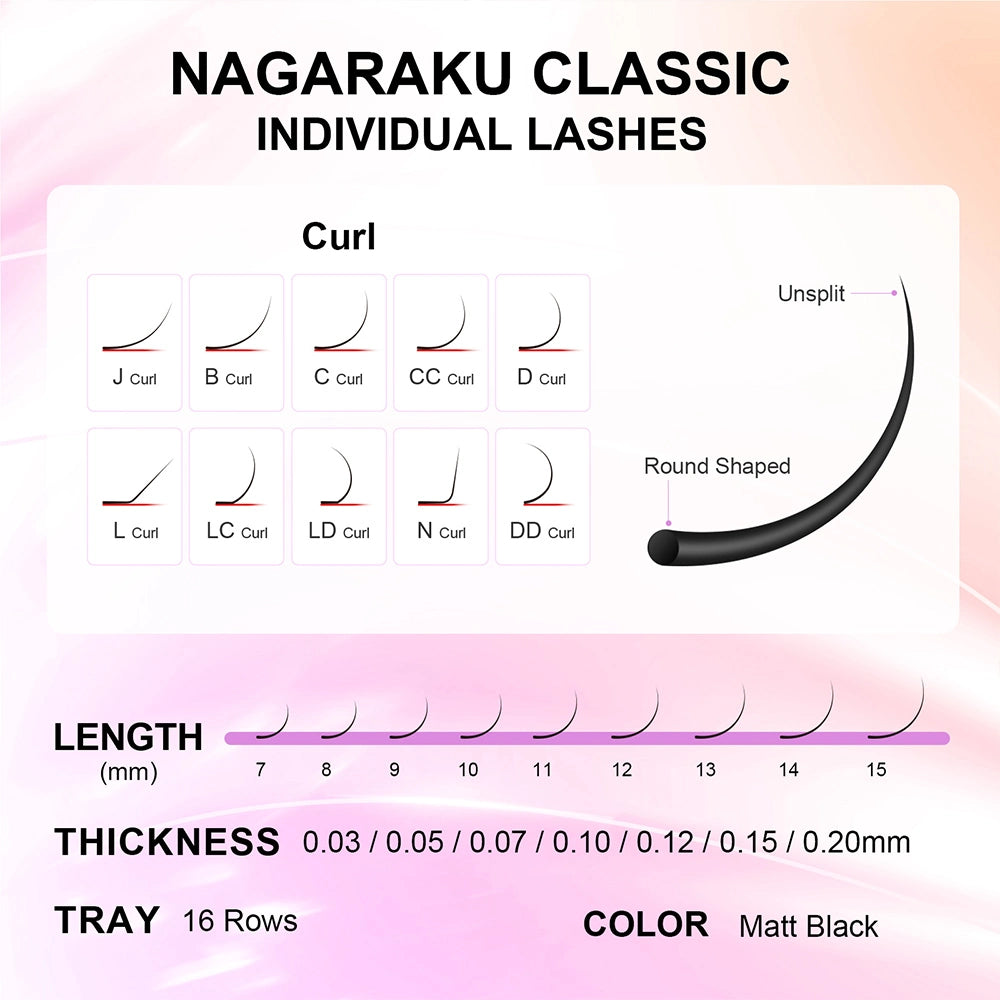 NAGARAKU Classic Individual Eyelash Extension Mix Length