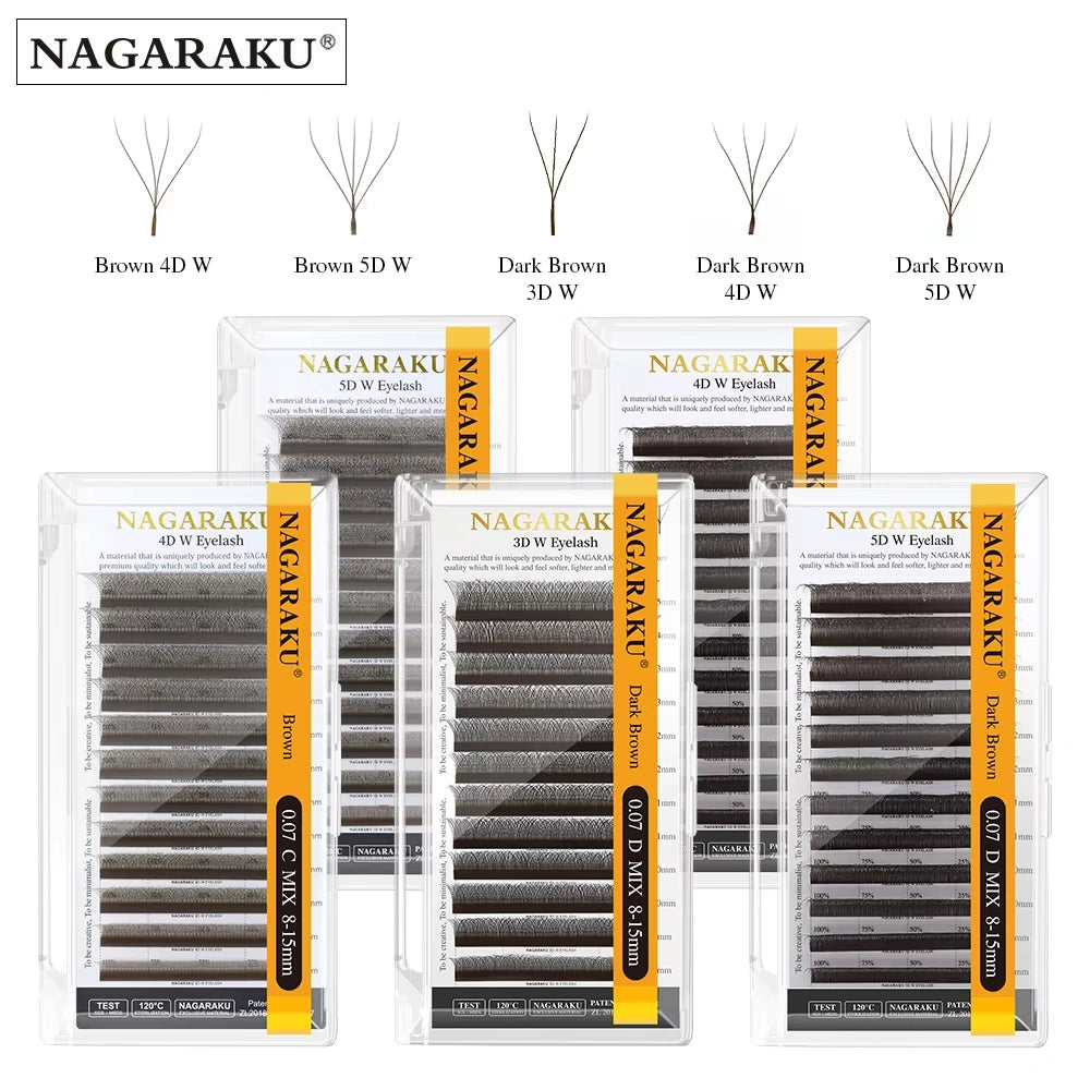 NAGARAKU Brown 3D 4D 5D W Eyelash Extension