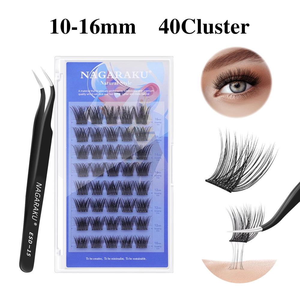 NAGARAKU Self-Adhesive DIY Cluster Lashes with Tweezers