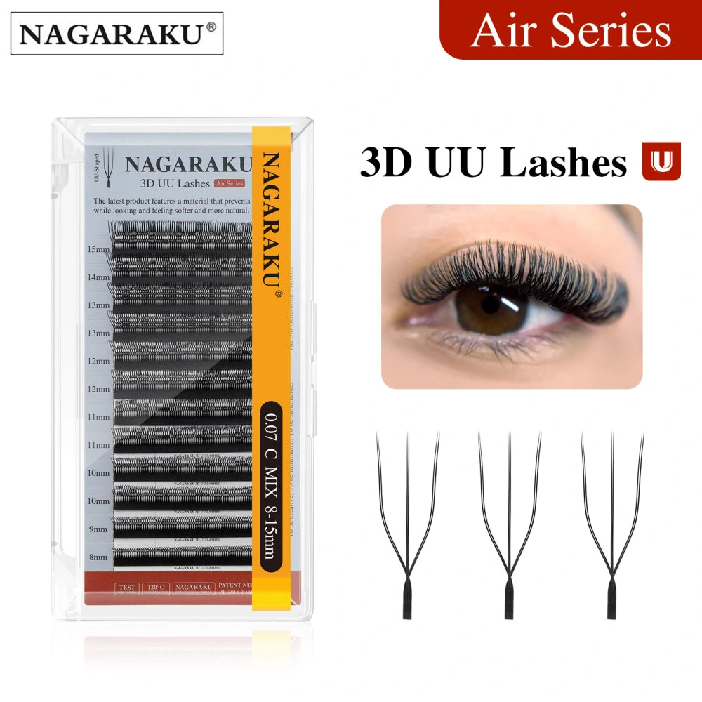 NAGARAKU U-Shaped 2D/3D UU Dark Brown Eyelash Extension