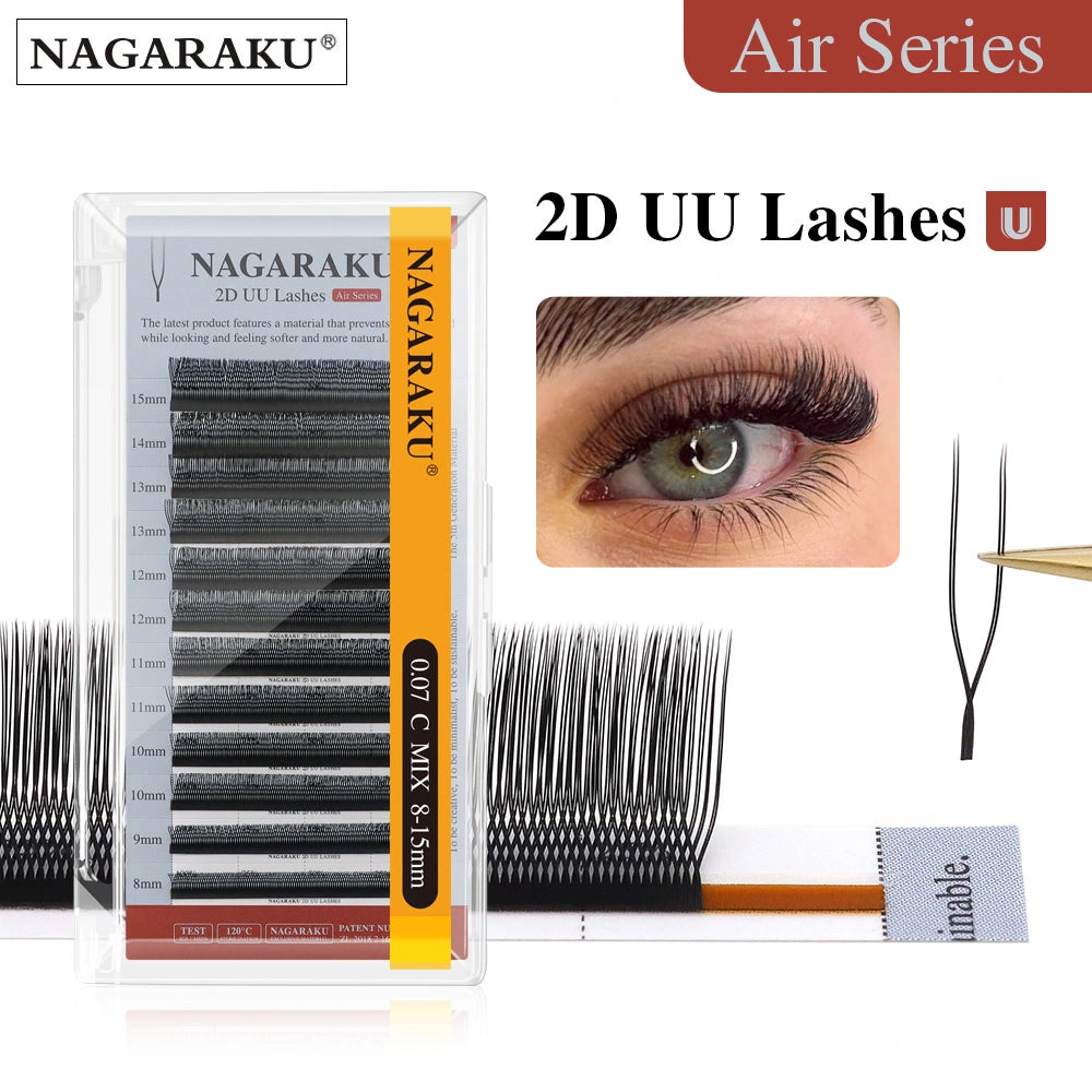 NAGARAKU U-Shaped 2D/3D UU Dark Brown Eyelash Extension