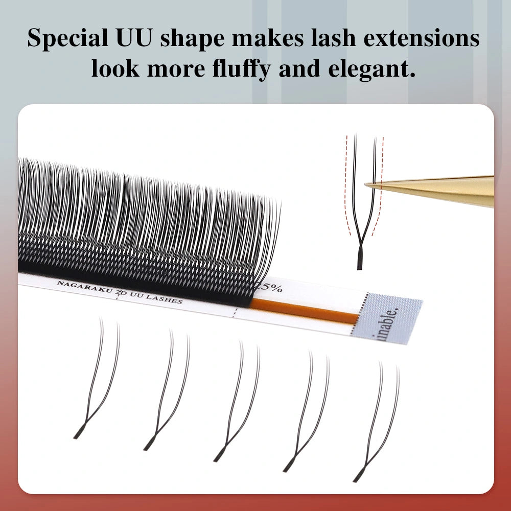 NAGARAKU U-Shaped 2D/3D UU Dark Brown Eyelash Extension