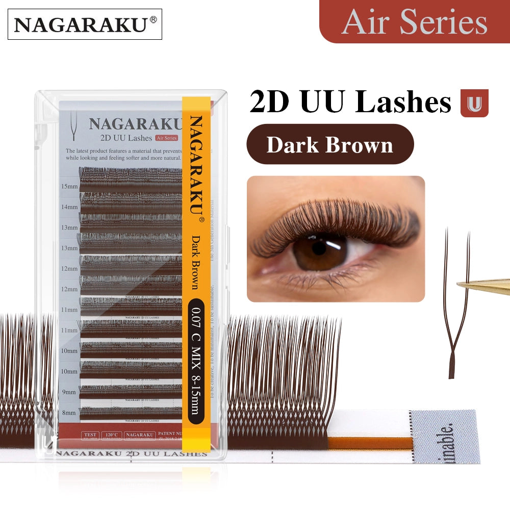 NAGARAKU U-Shaped 2D/3D UU Dark Brown Eyelash Extension