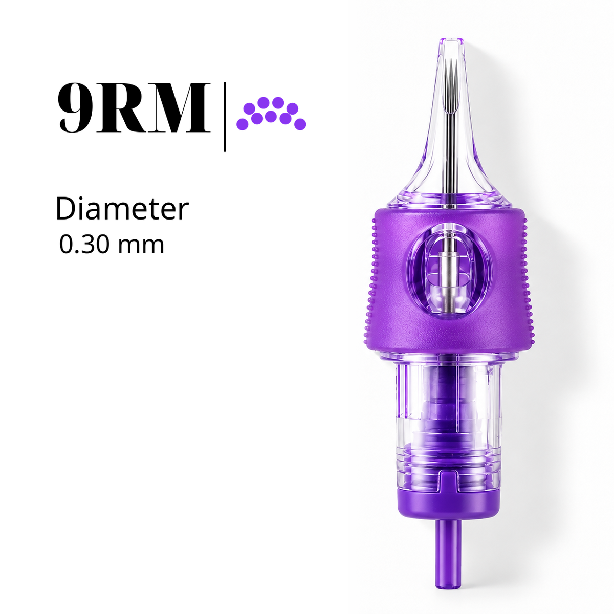 IRIS 9RM round magnum PMU cartridge needle, 0.30 mm