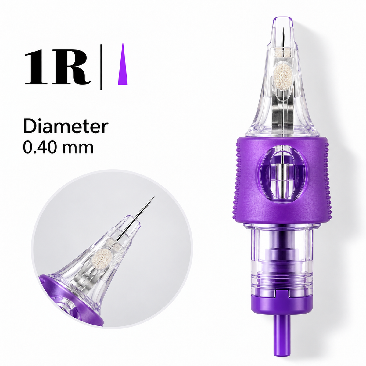 IRIS Sponge 1R 0.40 mm single-needle cartridge with built-in sponge