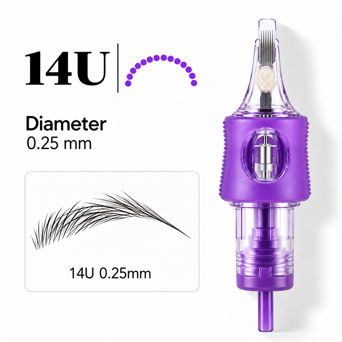 IRIS Sponge U 14U 0.25 mm cartridge needle with built-in sponge
