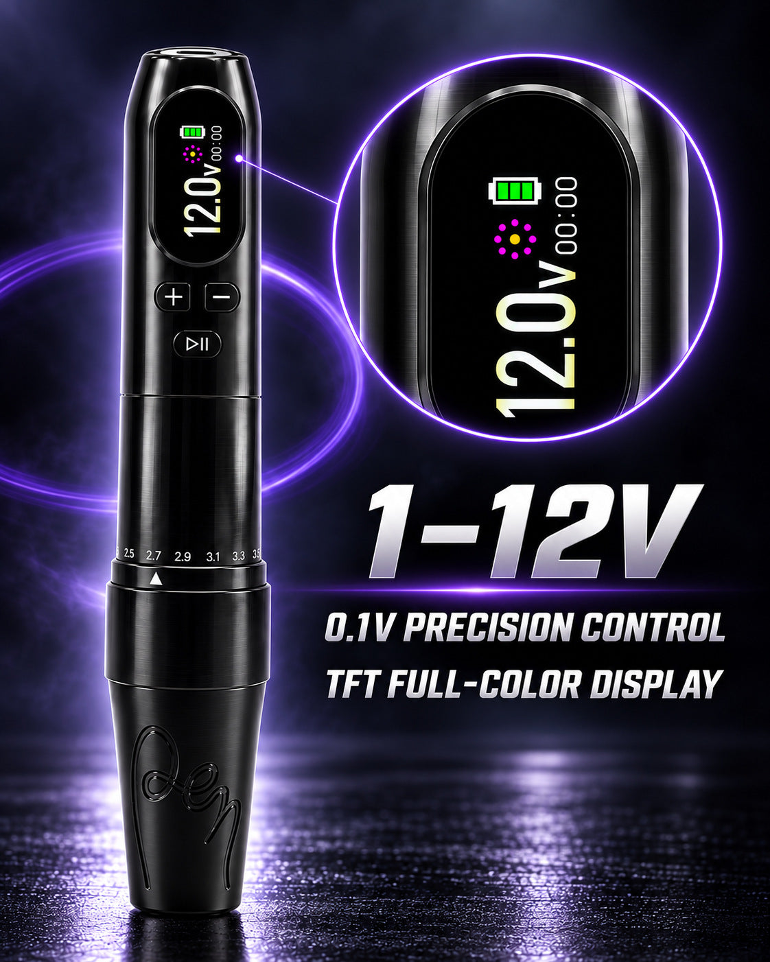 MX-12 Pro voltage range 1 to 12 V in 0.1 V steps with TFT full-color display