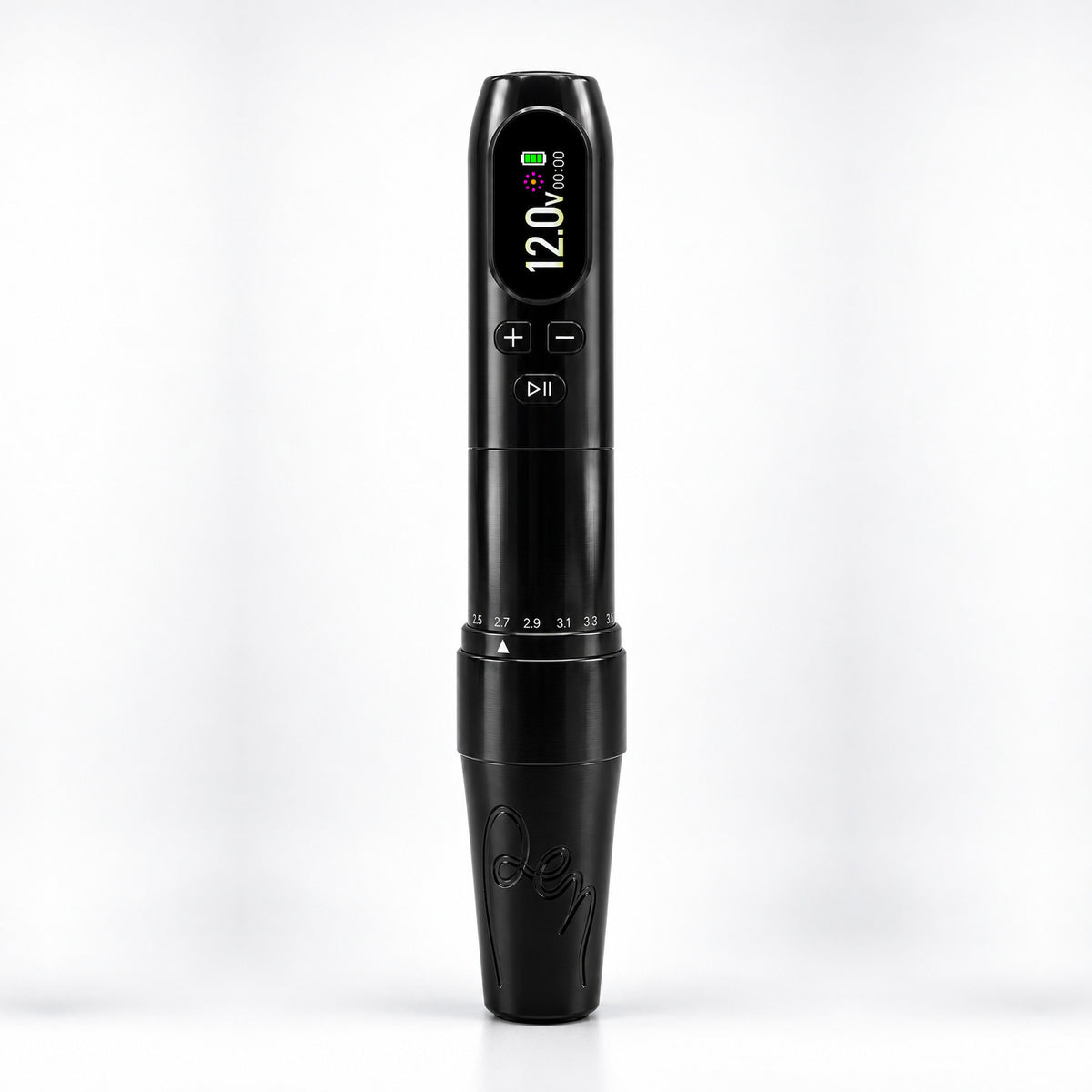 MX-12 Pro wireless PMU machine in black, front view with color display